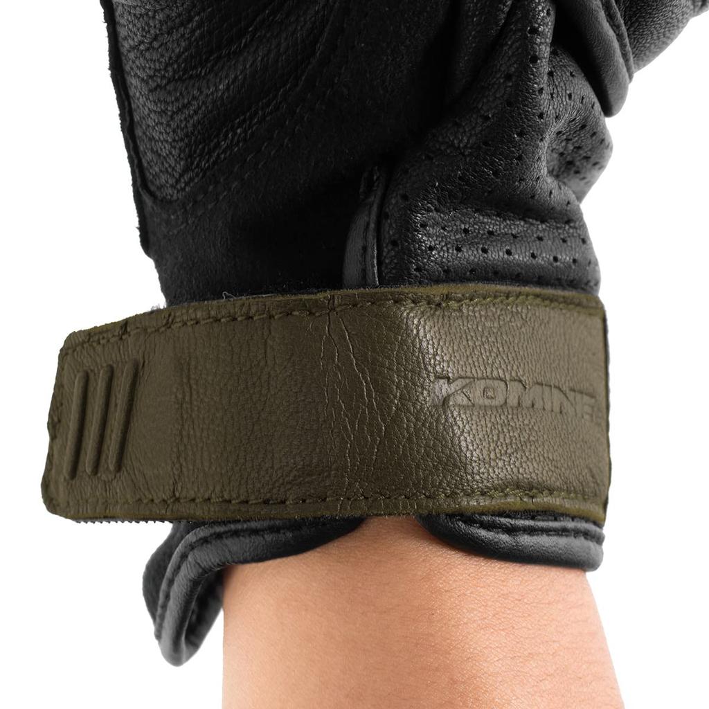 Komine Motorcycle Gloves CE Protective Leather Medium GK-2173 Gloves, Olive,