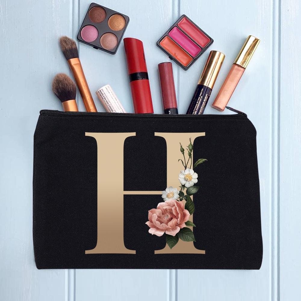 Damen Kosmetiktasche Make-up Tasche Weiblich Initialen Namensbuchstaben Muster Lippenstift Taschen Handtaschen Reißverschluss Federmäppchen für das Büro