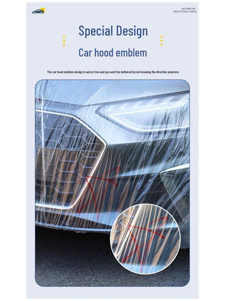 Thickened Transparent SUV Car Cover - Dustproof & Rainproof Disposable Full Cover