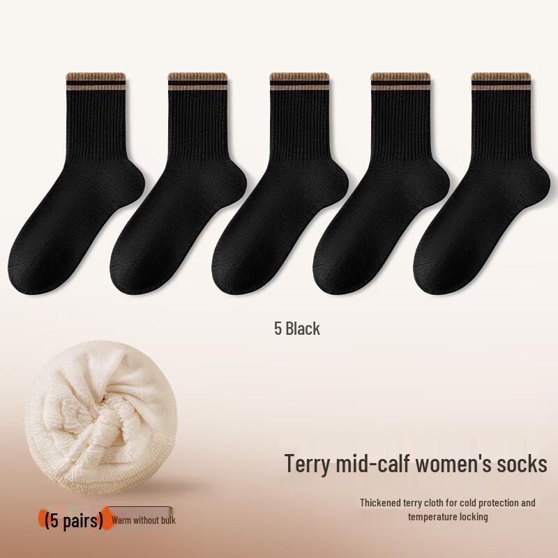 Yalu Women s Cotton Terry Mid-Calf Socks M