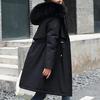 Women's Fleece Lined Parka Thicken Fuzzy Faux Fur Hooded Down Jacket with Pockets Winter Warm Drawstring Sherpa Coat