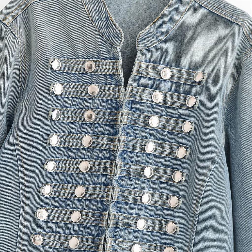 Neue, europäischer und amerikanischer Stil, kurze Jeansjacke mit Metallschnalle 0695274