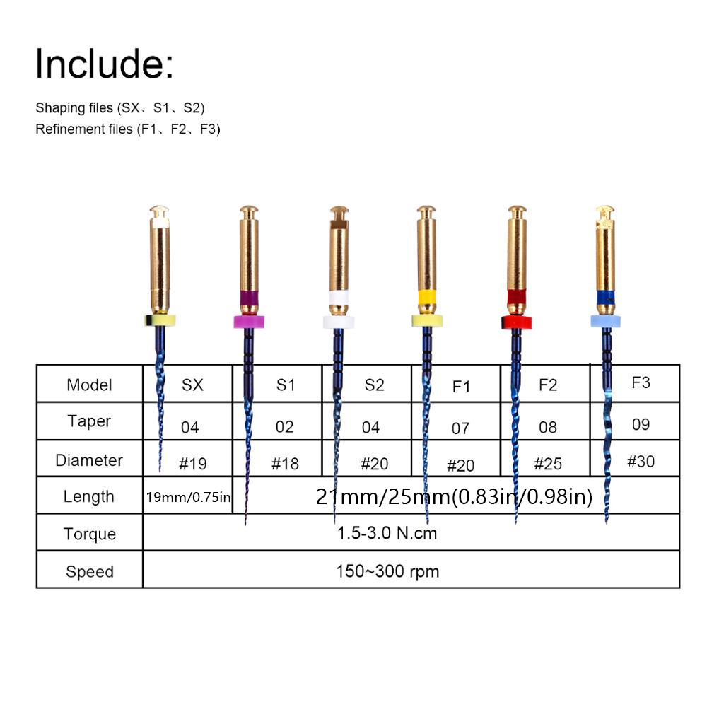 6Pcs Dental Heat Activated Root Canal Files Sx-F3 25Mm Bendable Dentist Tools For Root Canal Treatment