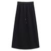 Women's Fleece Lined High Waist A-Line Sweatshirt Midi Skirt with Drawstring