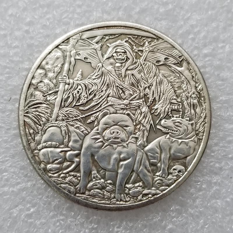 Silver-Plated Antique Brass Hobo Coin Dollar #7045 None
