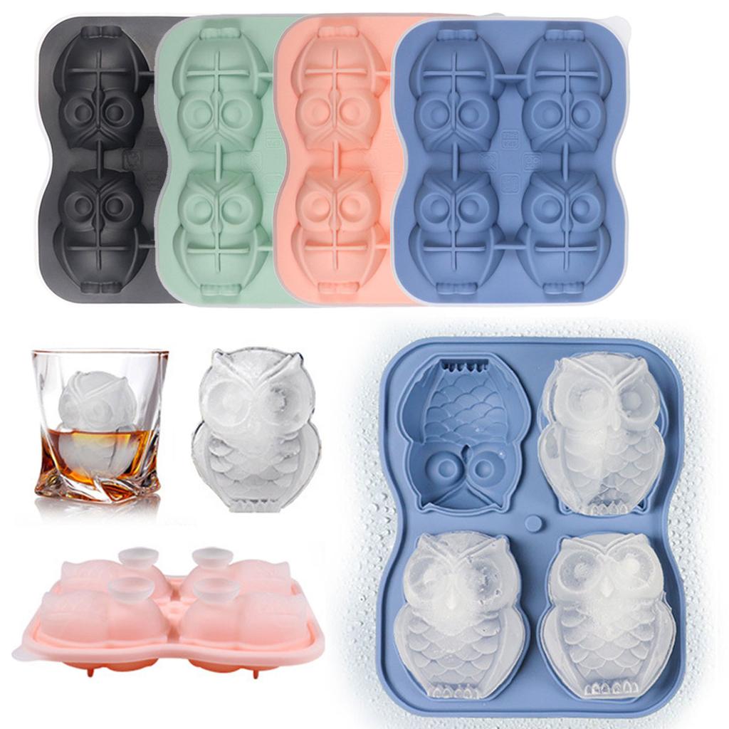 Multicavity Animal Owl Drink Ice Tray Big Eyes Bird Jelly Candy Chocolate Baking Set Summer Ice Cream Cake Decor Silicone Mold