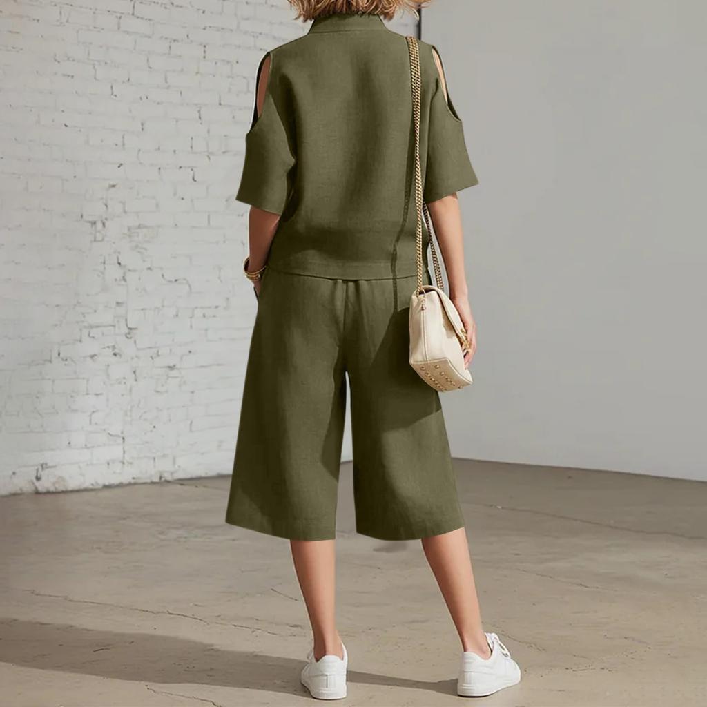 Fashion Women's Short Sleeve Shorts Shirts Loose Pants Two-Piece Set