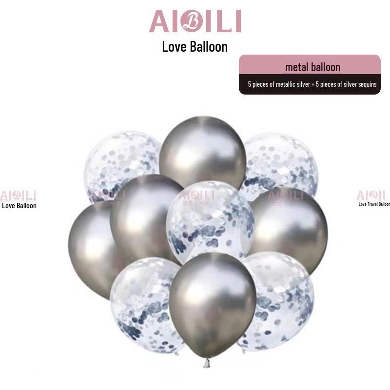 Metallic Sequin Balloon Set for Birthdays, Valentine's Day, and Weddings