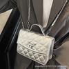 Korean Version Retro Lock Backpack Versatile Fashion Chain Portable Women's Bag Internet Celebrity Texture Diamond Embroidered Thread Messenger Bag