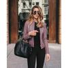 Autumn Winter Stand Collar Casual Fashion PU Leather Coat Women Street Style Solid Color Zipper Cardigan Outwear Top