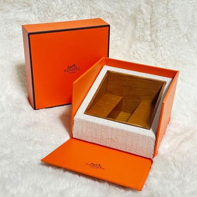 Used [Rare] HERMS Watch Case Genuine Box Wooden Orange Empty Box Watch Case