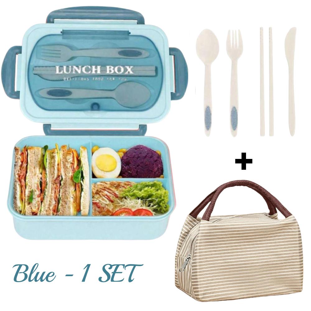 40.58oz Lunch Box with Utensils & Insulated Bag 3 Compartments Leak-Proof Bento Lunch Box for Students Workers Healthy Meal Prep