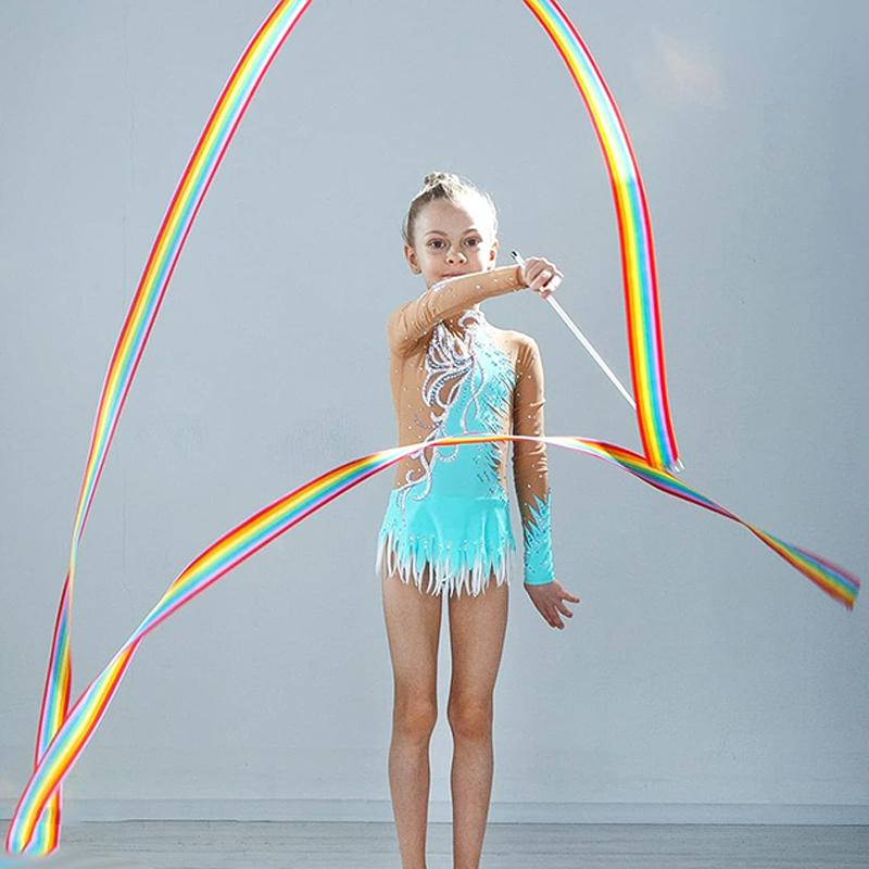 Colorful Artistic Gymnastics Ribbon with Rod Outdoor Sport Toy for Kids Dance & Performance Prop Ideal Gift for Children TMZ