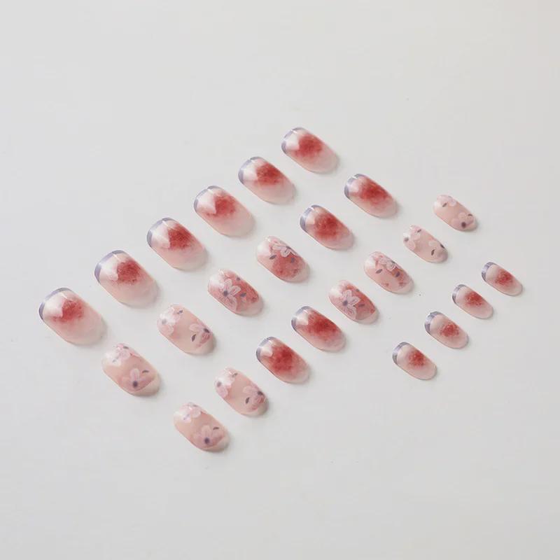 Removable Black Plum Blossom Nail Art False Nails