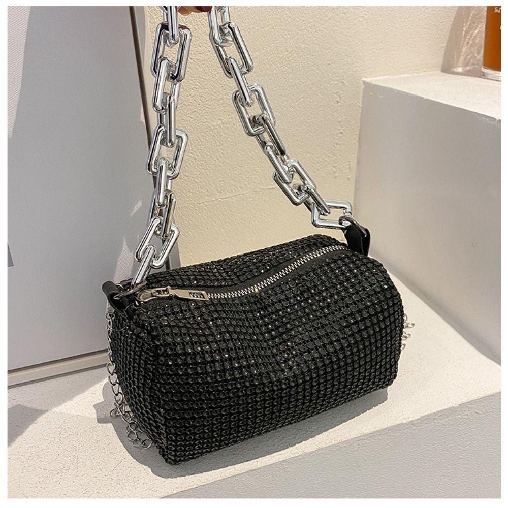 

Rhinestone Crossbody Bags Bling Diamonds Shoulder Bags New Clutch Bag for Travel Women чёрный