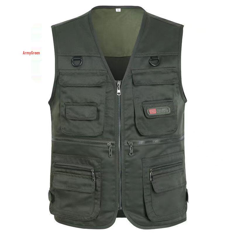 Men's Multi-Pocket Tactical Vest for Fishing and Photography - Mesh Design for Spring, Summer, and Autumn