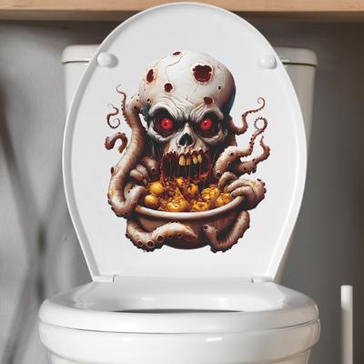 Halloween Horror Octopus Skull Bathroom Toilet Stickers for Beautification and Decoration
