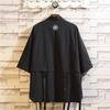 Japanese-Style Oversized Taoist Robe: Summer Embroidered Ribbon Hip-Hop Shirt with Three-Quarter Sleeves