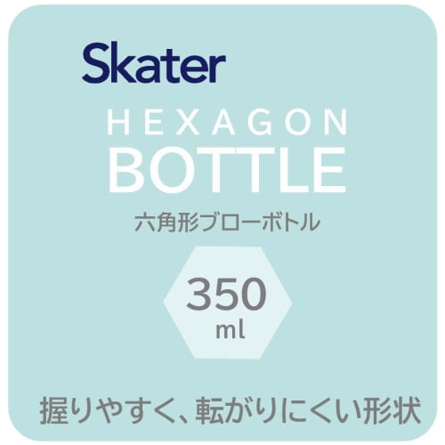 Skater Easy to Hold Hexagonal Water Bottle Plastic 350ml Blow Bottle Adults Kids Direct Drinking Transparent Miffy Lightweight Children Stylish Clear