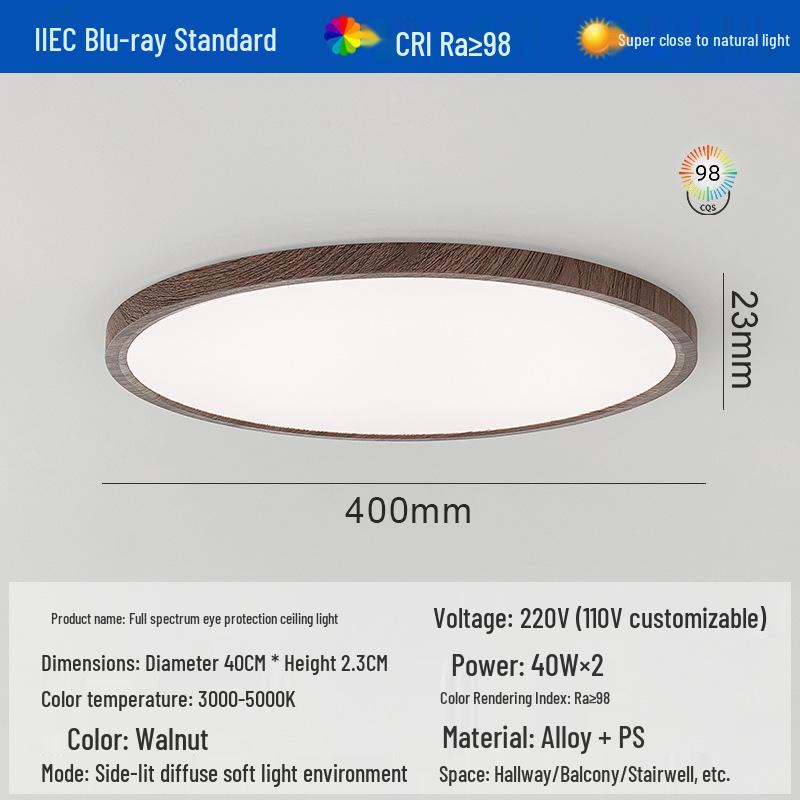 Ultra-Thin Full Spectrum Eye Protection Ceiling Light for Study, Bedroom, or Hallway