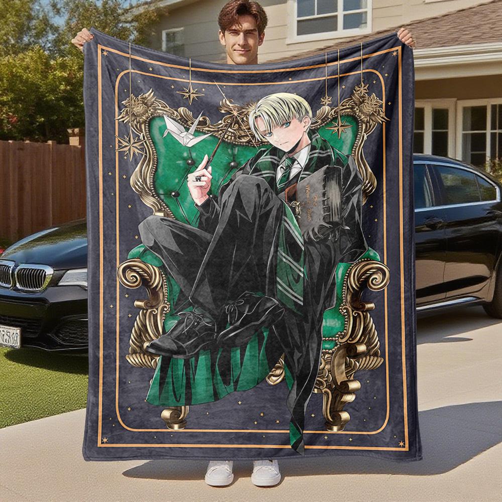 1 Stück Slytherin Haus, Zauberstab, Zauberbuch Outdoor Flanell Überwurfdecke Ganzjahres Weiche Wärme, Heimdekoration 1031233