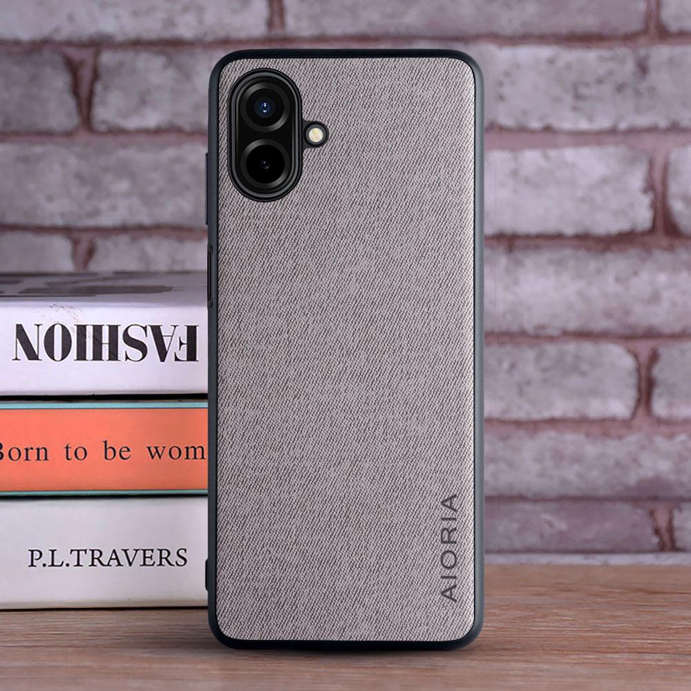 

Case for Samsung Galaxy A07 Leather Master Hard Textile Fashion Cover for samsung Galaxy A17 A07 A56 A36 A26 A16 A06 4G 5G Case for Galaxy A56 светло-серый