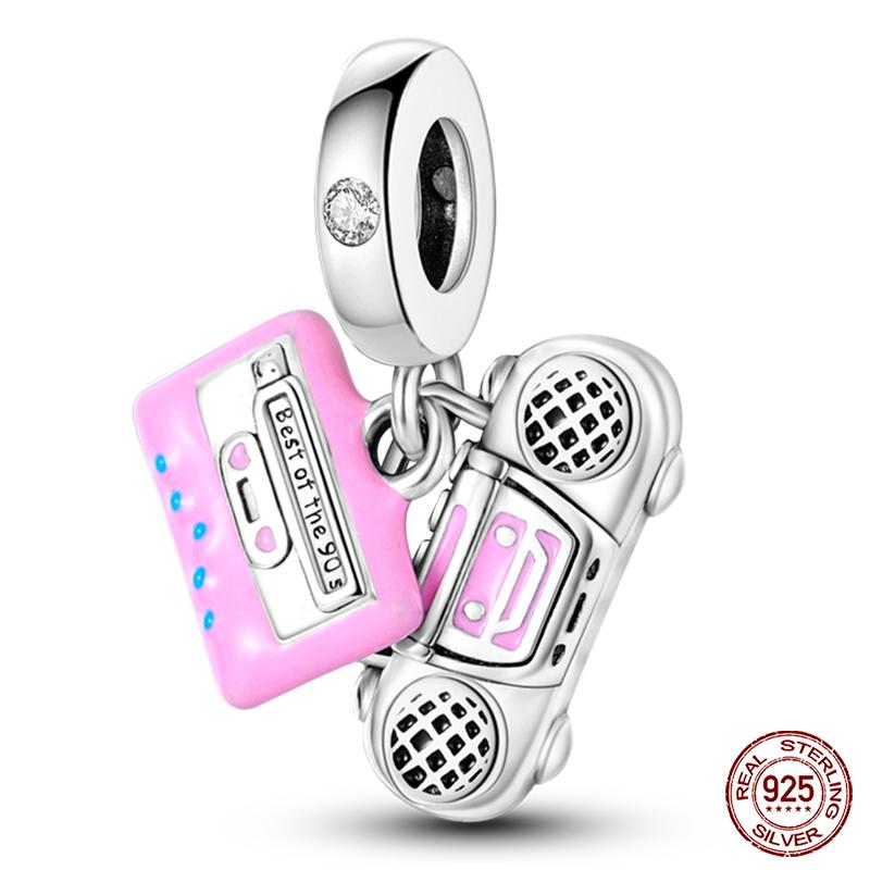 Copper Pink Collection Heart Shape Charm Beads For Brand Original Bracelet Diy Jewelry Gift