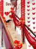 Romantic Wedding Staircase Handrail Decoration Set with Tulle, Balloons, and Pull Flowers