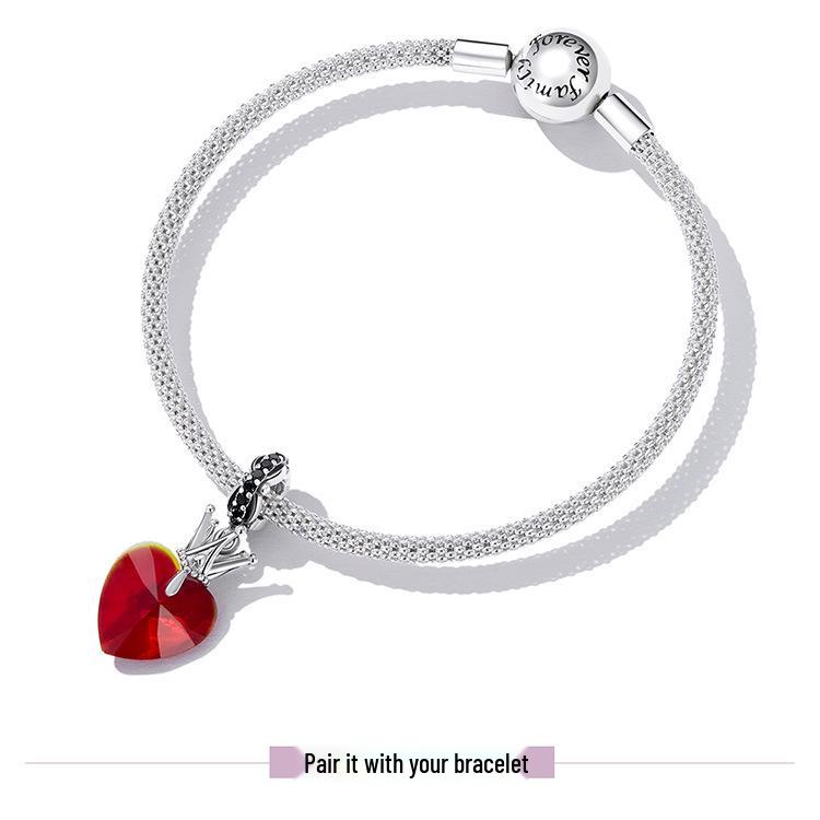 Silver Ziyun Retro Crown Love Pendant in Sterling Silver - Queen Style Fashion DIY Beaded Accessory (Model: SCC2247)