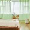 1PC Green Transparent Window Screen Willow Leaf Pattern Offset Printing Curtain Tulle Sheer for Living Room Bedroom Balcony Home Decor NAPEARL