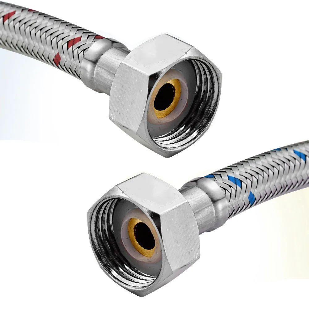 G1/2 G3/8 G9/16 50cm 1 Pair Stainless Steel Flexible Plumbing Pipes Cold Hot Mixer Faucet Water Supply Pipe Hoses Bathroom Part