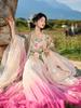 Chiffon Tulle Fabric Chinese Style Gradient Designer Fabric DIY Sewing Hanfu Dress Skirt Shirt Ancient Costume Decor Crafts
