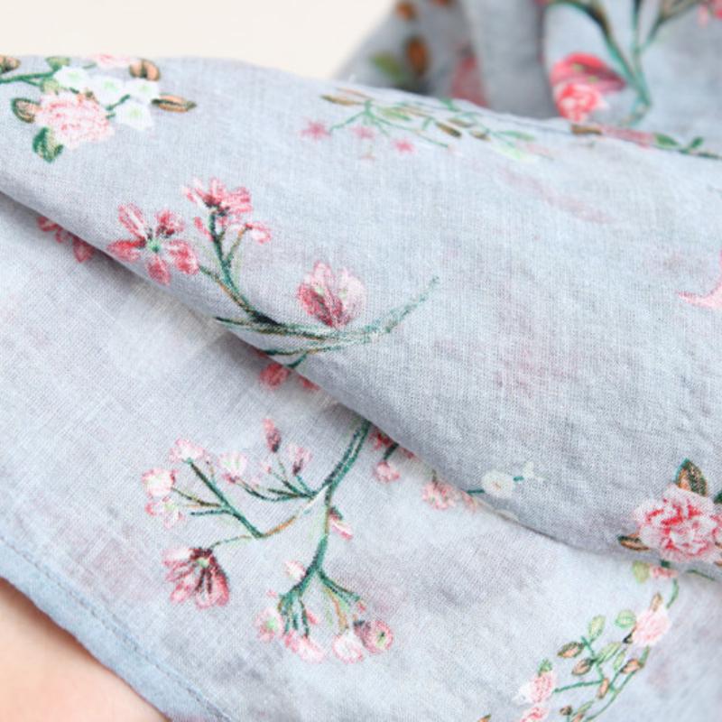 Japanischer Mori-Mädchen-Damen-Grau-Midirock, elastische Taille, Blumendruck, A-Linien-Rock, Prärie-Chic, Baumwolle, femininer langer Rock