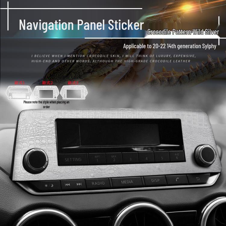 Krokodilmuster Schwarze Folie für 14. Gen Sylphy Innenraum Konsole Gangschaltung Dekoration (20-22)