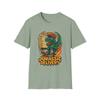 Unisex Softstyle T-Shirt Raptor Skateboard Pizza Funny Dinosaur Art