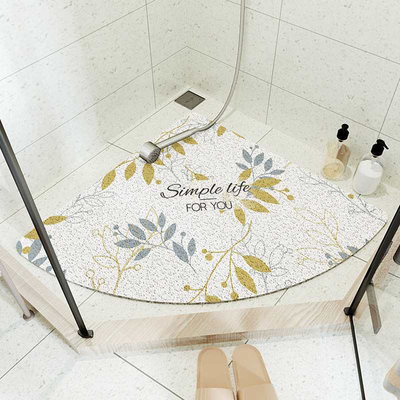 

Cartoon fan-shaped shower room anti-slip mat bathroom floor mat bathroom bath anti-slip mat curved wire ring foot mat 54x54cm