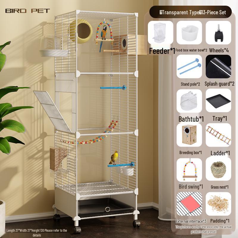 Luxury Large Bird Cage for Cockatiels, Budgerigars, Parrots with Breeding Box