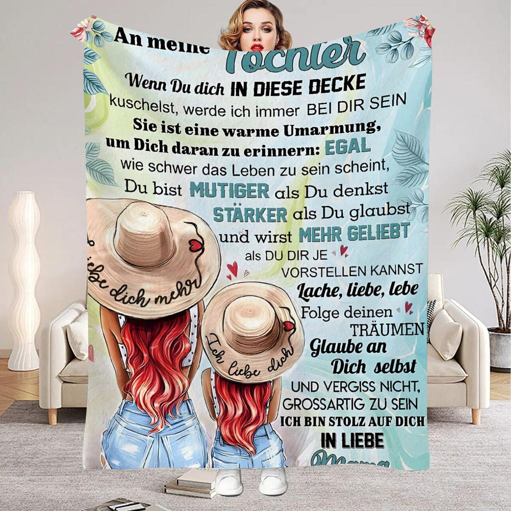 Soft Flannel Blanket Dad Mom's Letter to Daughter Son Print Home Living Room Bedroom Decor New Year Gift German 2026 Christmas