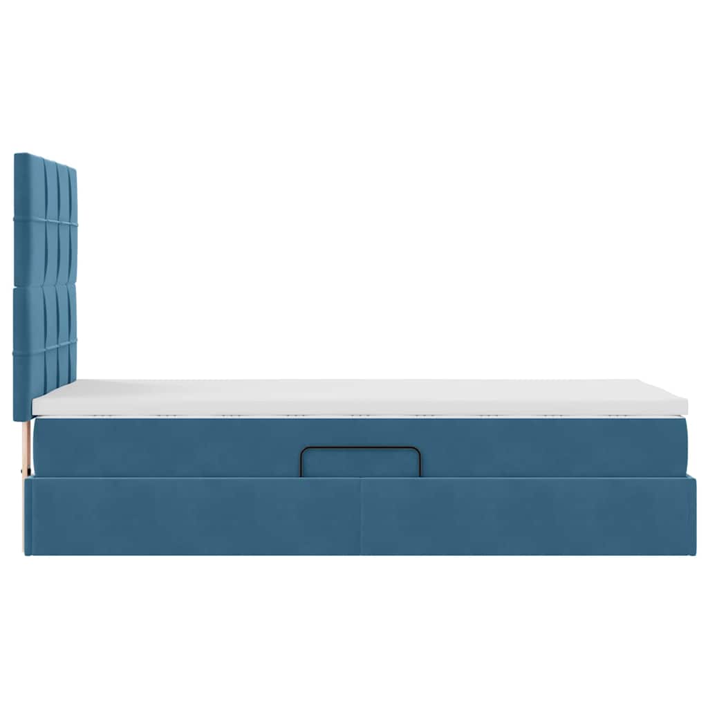 Storage Bed with Mattress Dark Blue 90 x 200 cm Velvet