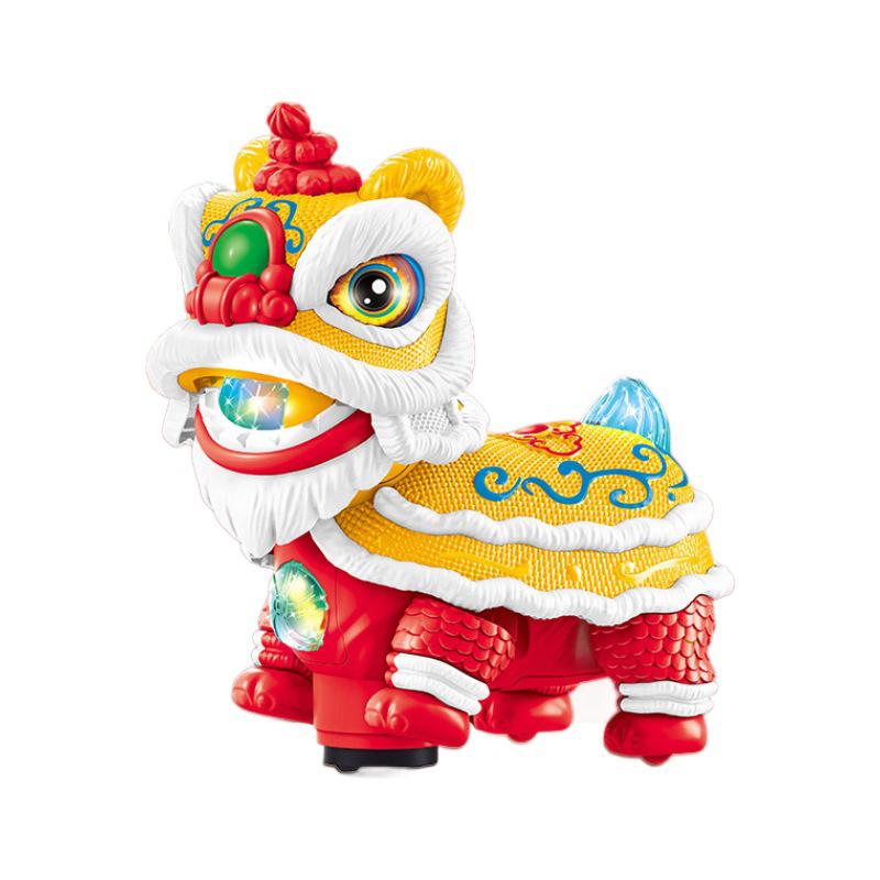 

Китайские игрушки для танца льва, электрический танец льва со светом и музыкой, забавные качающиеся головы для танца льва для детей жёлтый