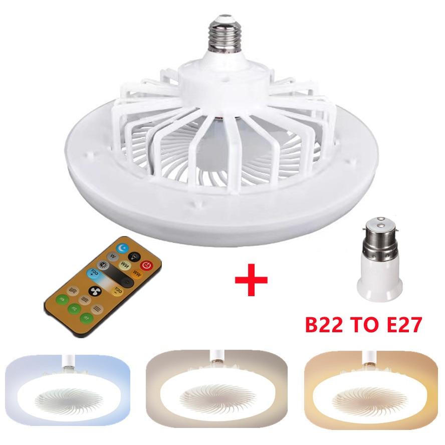 THcoa Ventilatore Da Soffitto Con Luce LED 30W - Telecomando, 3 Velocità, Attacco E27, Grigio 25x25x11 Cm