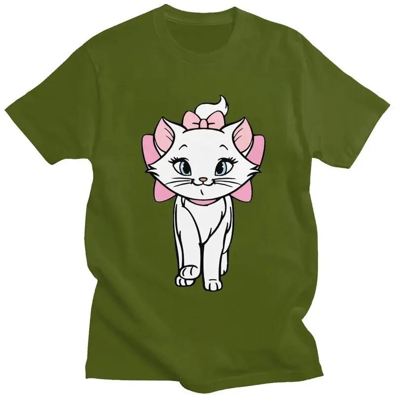 Male Marie Cartoon Cat T Shirt Short Sleeve Cotton Tshirt Trendy T-shirt Leisure Tee Tops Oversized Apparel Unisex