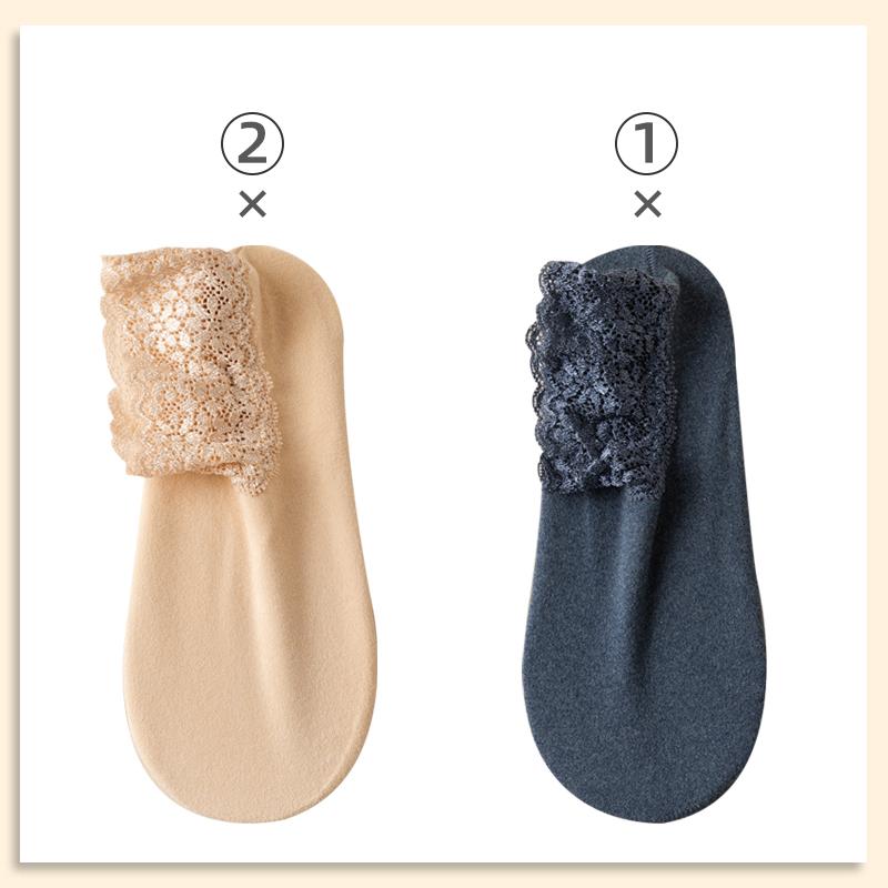 6pcs=3 Pairs Autumn Winter Women Soft Velvet Lace Socks Thick Silk Socks Non-Slip Bottom Solid Fashion Lace Breathable Sock