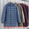 Women's Mid-Length Slim Fit Hooded Down Jacket, Flattering Plus Size, Lightweight with Detachable Hood