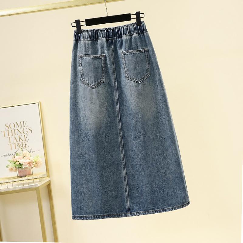 DIMANAF 2025 New Summer Denim skirt Women Casual Denim Big Blue