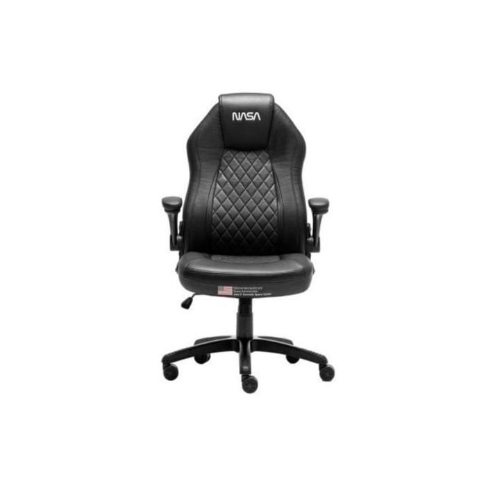 Silla gaming - NASA - Ergonomique - Cuir synthétique - Réglable en hauteur - Noir