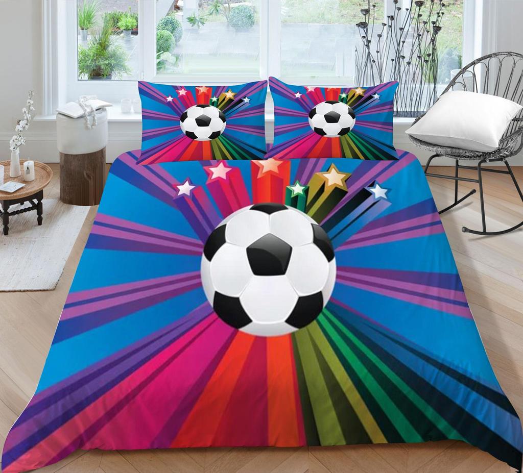 3D Football Bedding Quilt Cover Pillowcase Single Bed Soft Bedding 3D Digital Printing Home Decoration