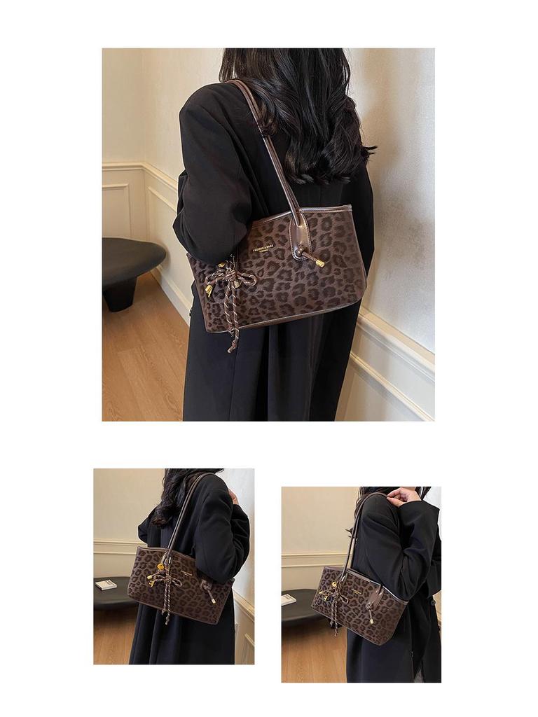 High-Value Women's Fashion Tote: Versatile Leopard Print Large-Capacity Shoulder Bag for Outdoor and Commute