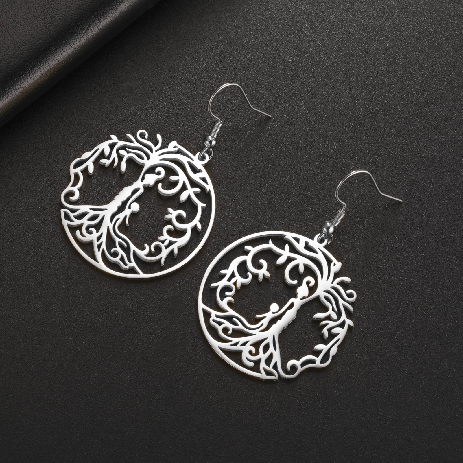 

LIKGREAT Hot Sale Son Daughter Stainless Steel Tree of Life Drop Earrings Girls Boys Earring Jewelry for Women Family Gifts 2025