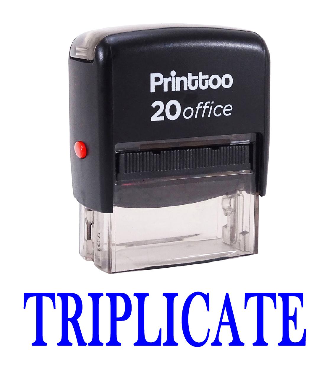 

Printtoo Custom Stamp TRIPLICATE Self Inking Rubber Stamp Office 14 mm x 38 mm (Approx) синій